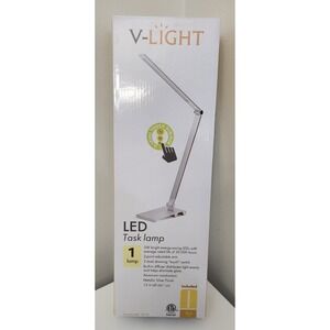 V-LIGHT LED Desk Task Lamp 3 Level Touch‎ Dimmer Adjustable Arm Silver NEW